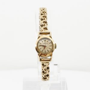 Armbandsur Lemania Guld 18K, Längd 18cm Boett 17mm, manuell, plexiglas, skadad urtavla, går ej