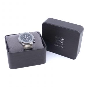 Armbandsur Black oak quartz chronograf datummetallänk med viklås