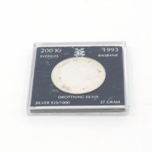 Mynt S925 27g Drottning Silvia Sverige 23Dec 1943-1993, 200kr