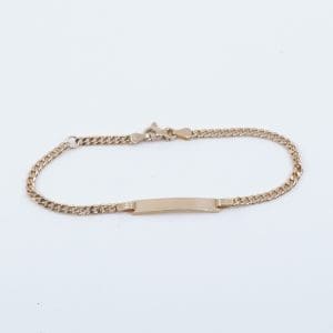 Armband Pansar Guld 18K 3,4g Längd 15-17,3cm Bredd 3-4mm med gravyrplatta