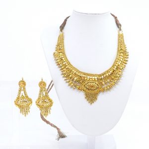 Smyckesset Guld 24K 47,6g Collier med snöre & Örhängen