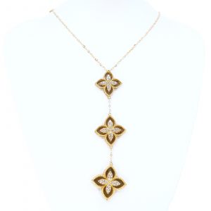 Collier Guld 18K 9,5g Längd 40,5-41,5cm Bredd 1mm med stenar