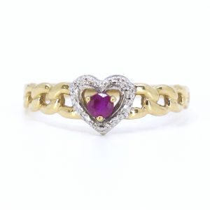 Ring Pansar Guld / Vitguld 18K 1,5g Ø16,75 med röd sten