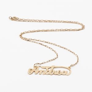 Halskedja Guld 14K 4g Längd 44cm Bredd 1mm med integrerat namnhänge