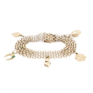 Armband X-länk med berlocker Guld 18K 21,7g Längd 18,5cm Bredd 13mm
