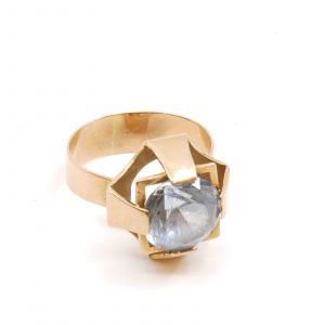 Ring Guld 18K 4,54g Ø16,5 med blå sten