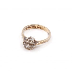 Ring tvåfärgad med diamant 1xca0,05ct 6xca0,03ct Guld 18K 3,51g Ø16,5