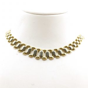 Collier tvåfärgat och ihåligt Guld 18K 26,3g Längd 46cm Bredd 7-10mm