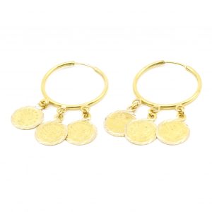 Örhängen Guld 18K 4,7g Höjd 34mm Diameter 21mm med myntliknande föremål