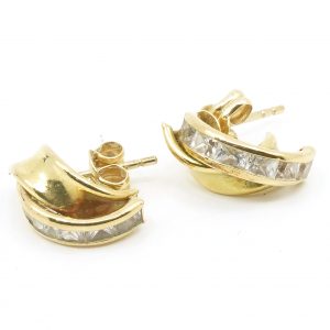 Örhängen Guld 18K 1,4g Höjd 11mm Diameter 6mm med stenar
