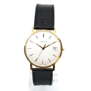 Armbandsur Certina 18K Guld Sernr EOL115 929968 Boett 34mm Datum Plastglas Quarts Batteribyte krävs