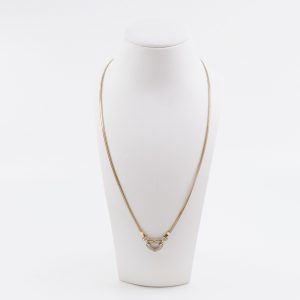 Collier hjärta med stenar 18K 5,9g Längd 41cm Bredd 2-15mm
