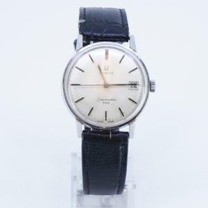 Armbandsur Omega Seamaster 600 Stål Boett 34mm, datum visare, manuell, svart läderarmband