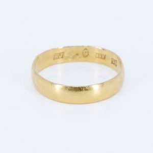 Ring slät Guld 23K 2,3g Ø17, graverad, repig, skev
