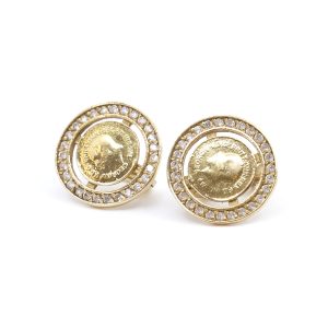 Örhängen guld 18K 4,7g höjd: 16mm med stenar