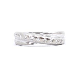Ring vitguld 18K 4,9g Ø18,7mm med dimanter 9xca0,02ct