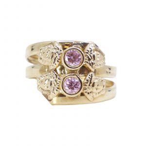 Ring Guld 14K 1,4g Ø17,75 med lila stenar