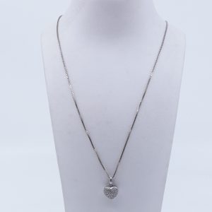 Halskedja Venezia Guld 18K 4,3g Längd 45,5cm Bredd 1mm med hänge hjärta vg med små diamanter